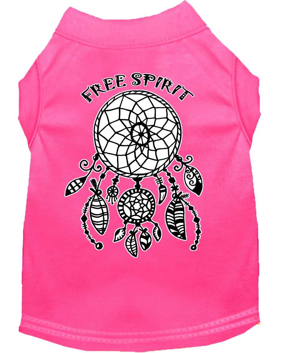 Free Spirit Screen Print Dog Shirt Bright Pink Lg